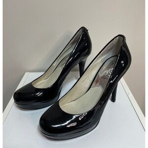 Michael Kors Ionna Pump Patent Leather Black High Heel Platform Shoes Size 6M